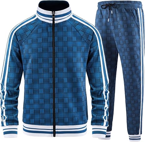Men's 2 Piece Zip Up Tracksuit Set – Hooded Jacket & Jogger Pants