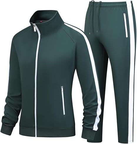 Men's Dark Green Track Jacket & Jogger Tracksuit Set