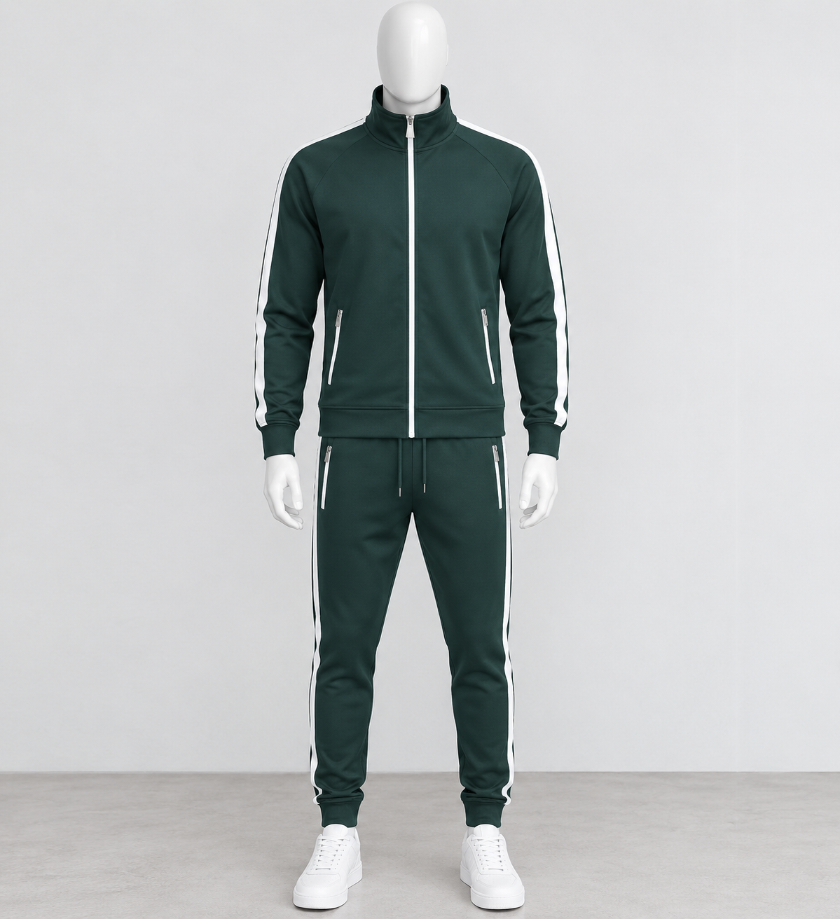 Men's Dark Green Track Jacket & Jogger Tracksuit Set image 2