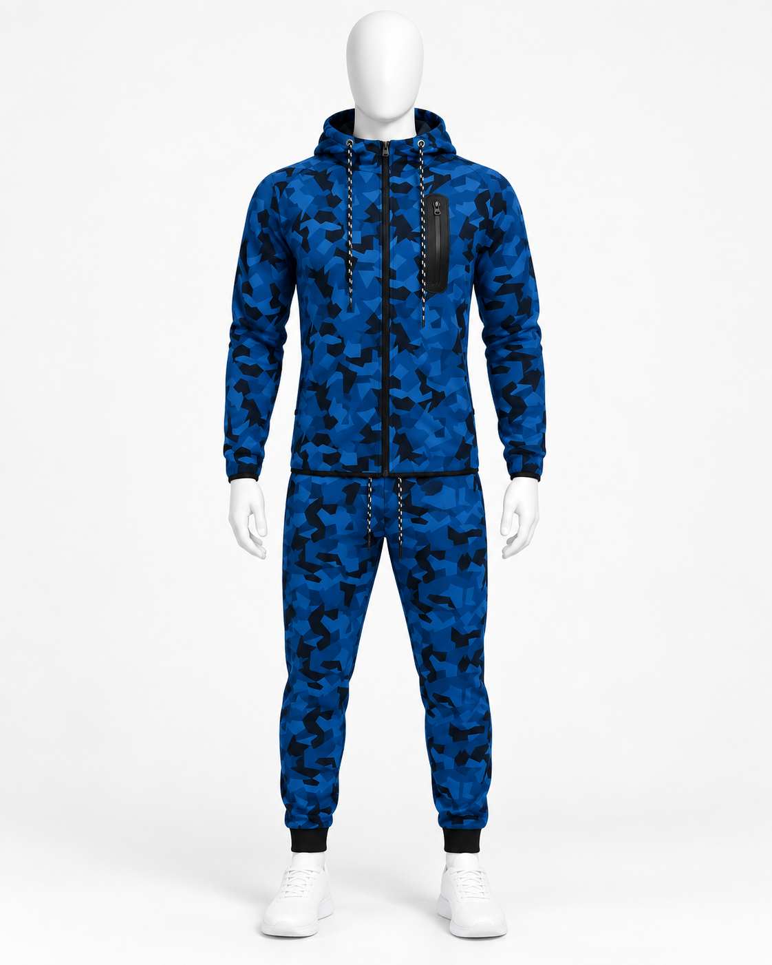Men’s Blue Camouflage Tracksuit Set – Full Zip Hooded Jacket & Jogger Pants image 2