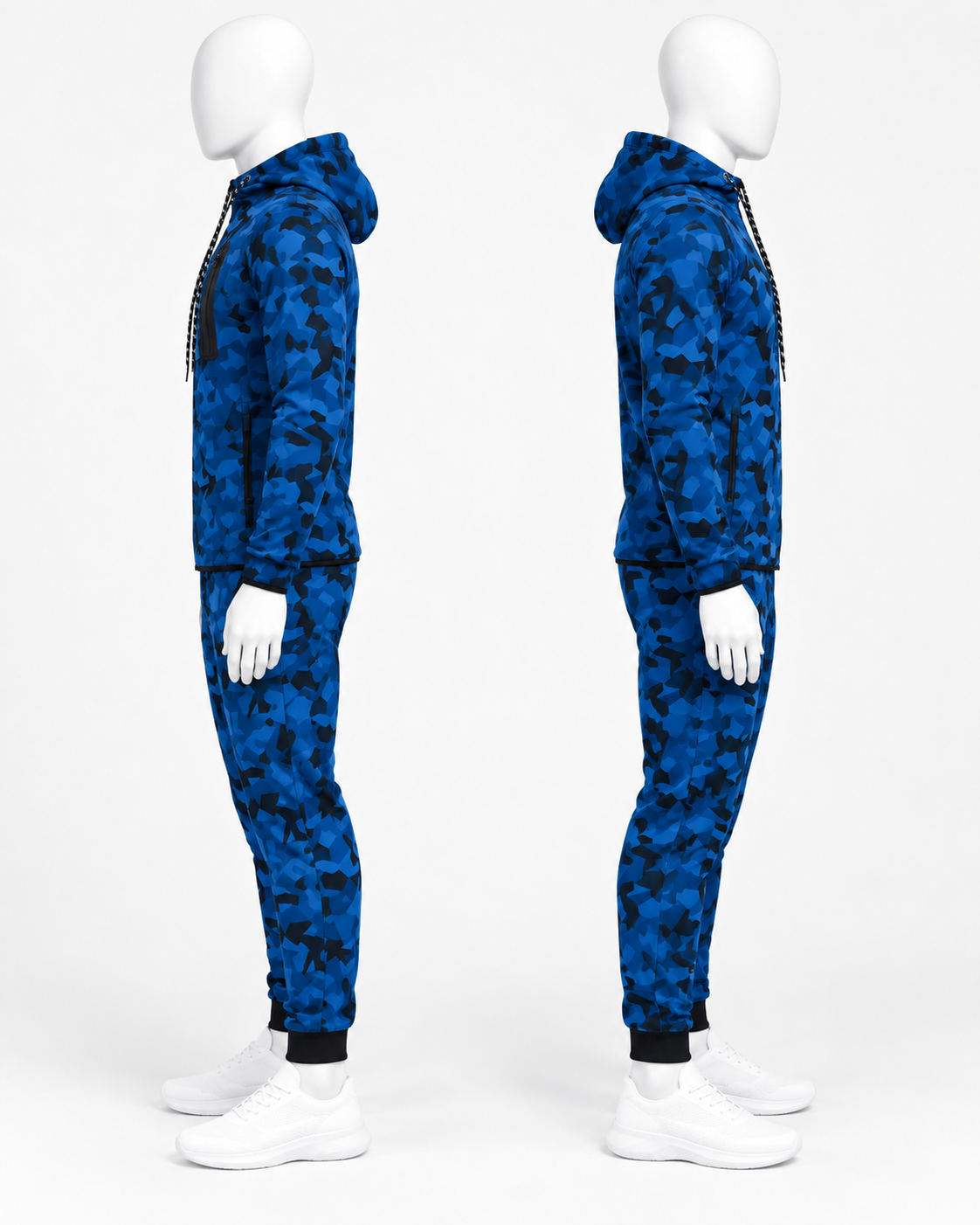 Men’s Blue Camouflage Tracksuit Set – Full Zip Hooded Jacket & Jogger Pants image 4