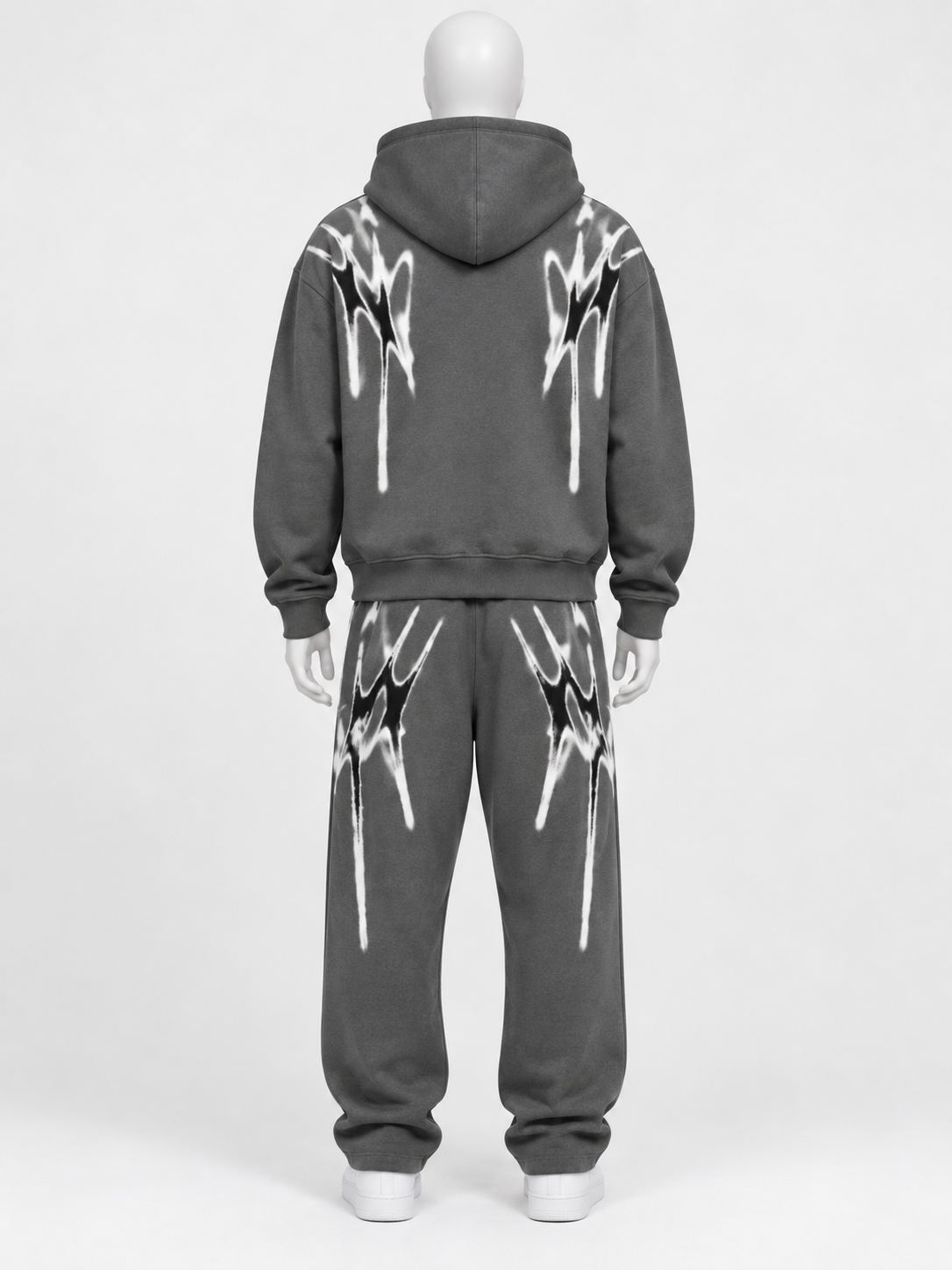 Men’s Charcoal Grey Graphic Tracksuit Set – Full Zip Hoodie & Relaxed Jogger Pants image 2
