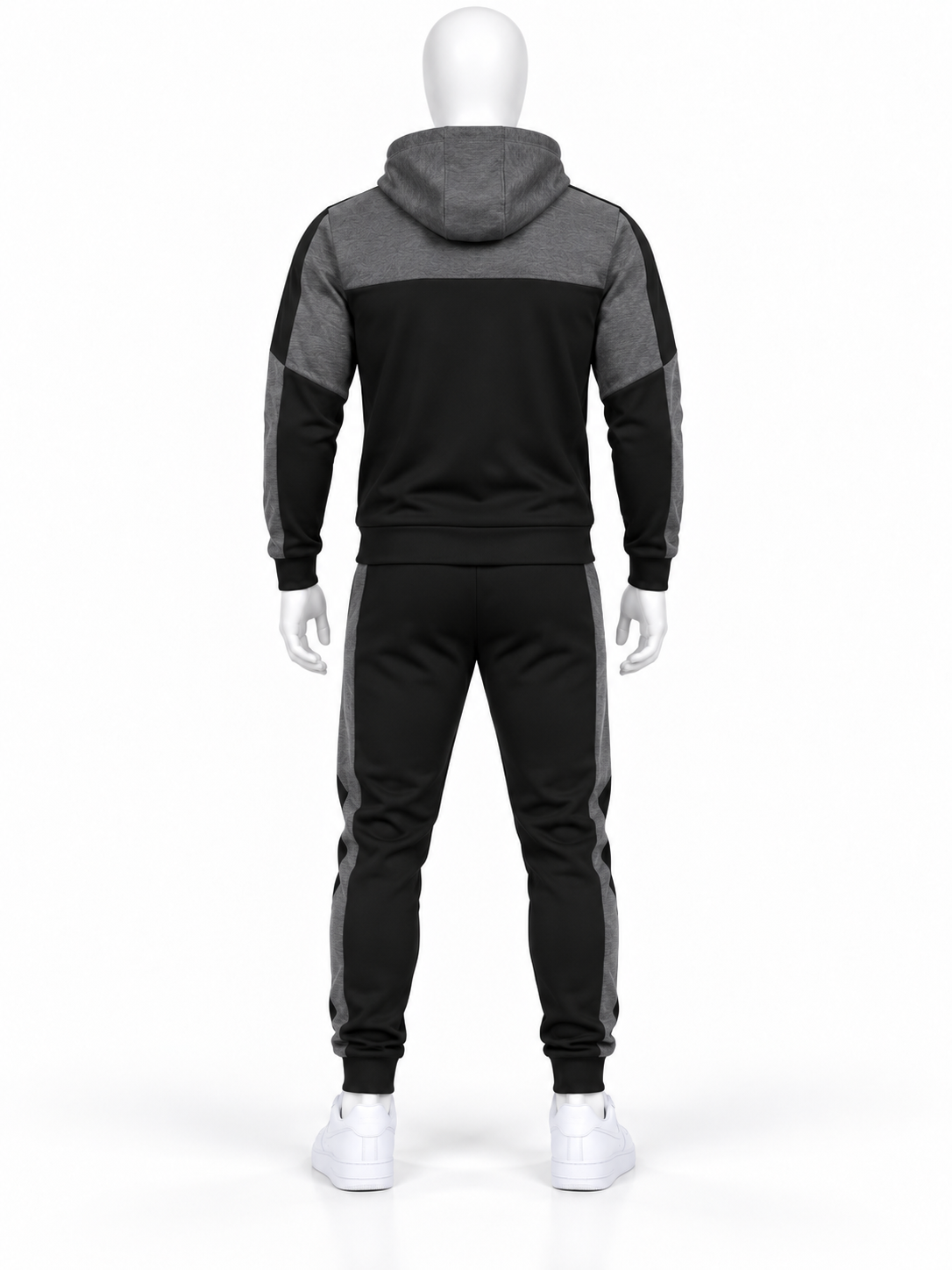Men’s Black & Grey Branded Tracksuit Set – Full Zip Hoodie & Jogger Pants image 2