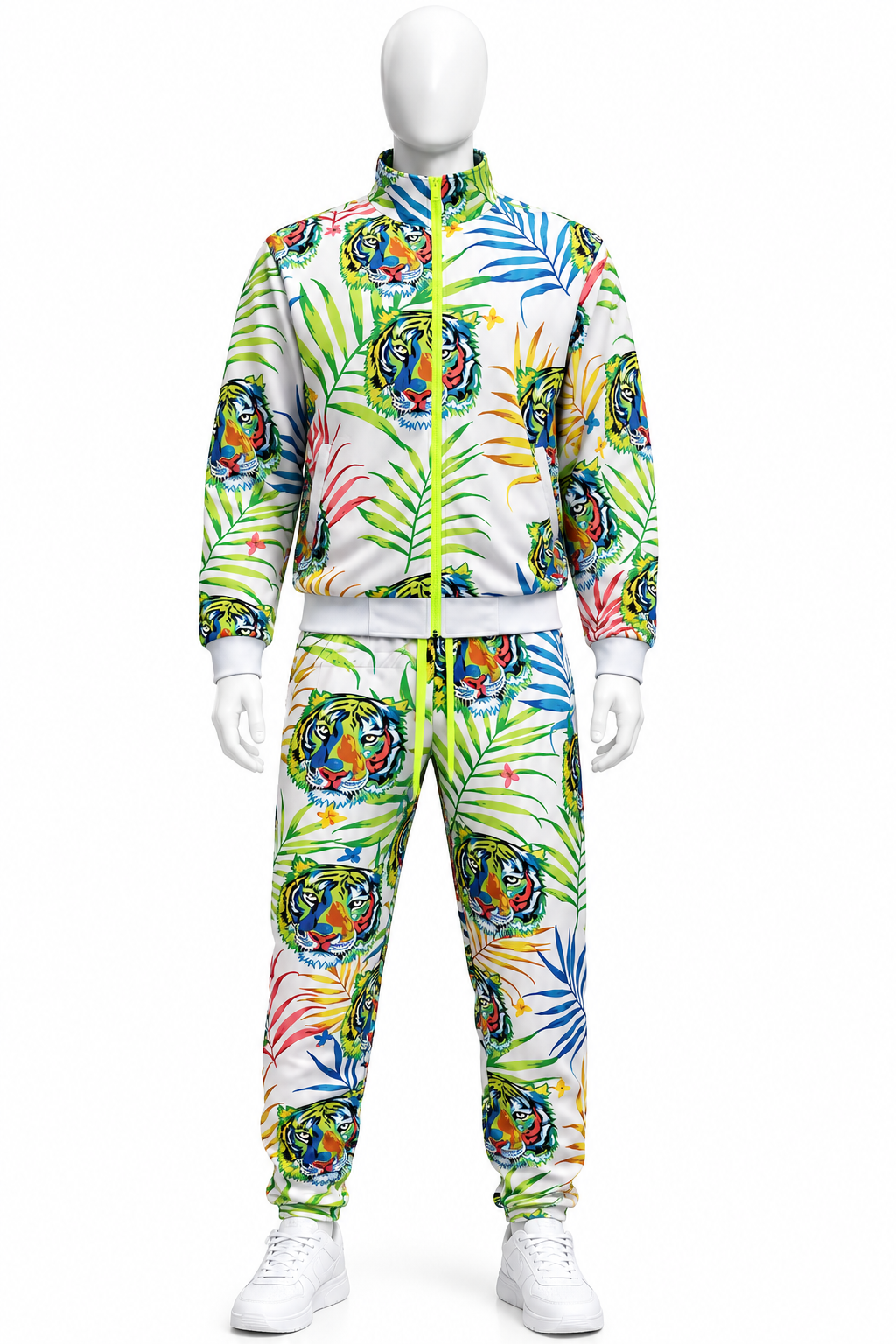 Men’s Multicolor Tiger Print Tracksuit Set – Full Zip Jacket & Jogger Pants image 2