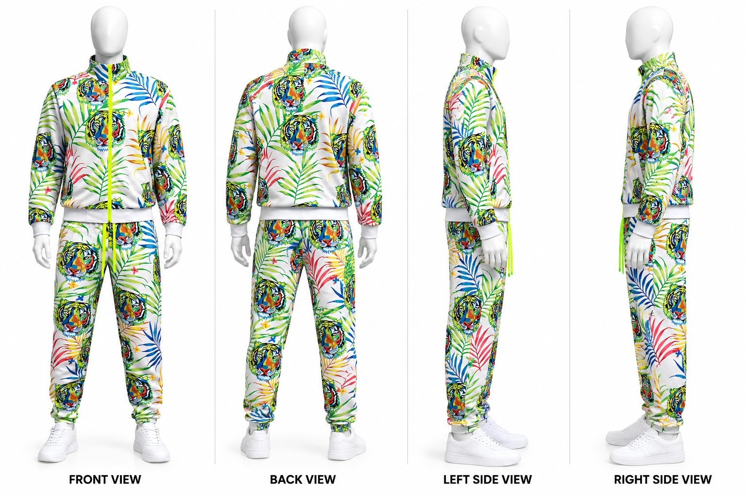 Men’s Multicolor Tiger Print Tracksuit Set – Full Zip Jacket & Jogger Pants image 3