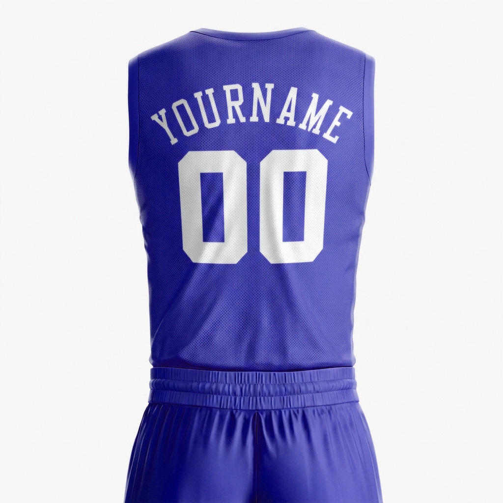 Men’s Breathable Royal Blue Mesh Polyester Basketball Uniform Set – Custom Name & Number Jersey with Shorts