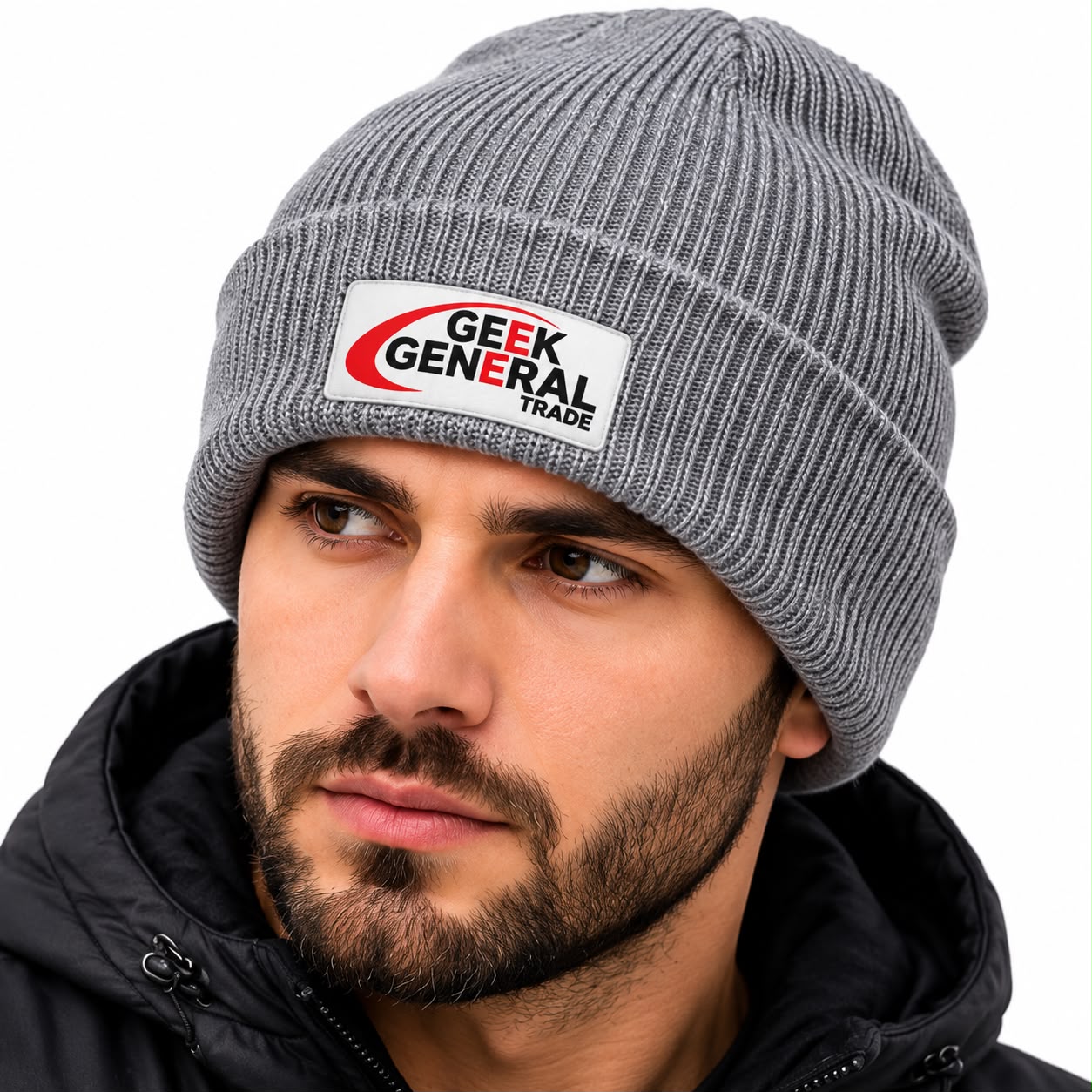 Custom Ribbed Knit Cuffed Beanie Hat