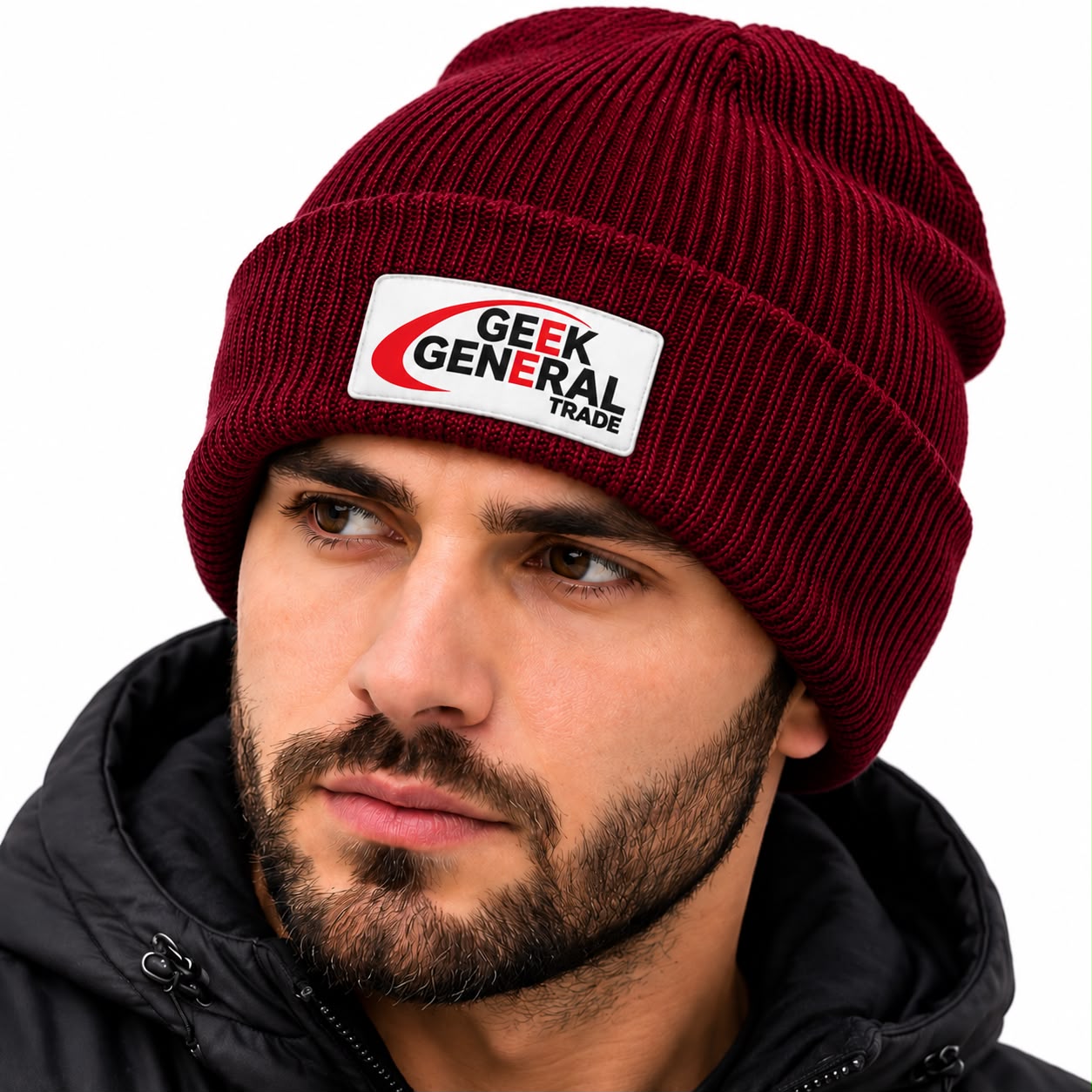 Custom Ribbed Knit Cuffed Beanie Hat image 2