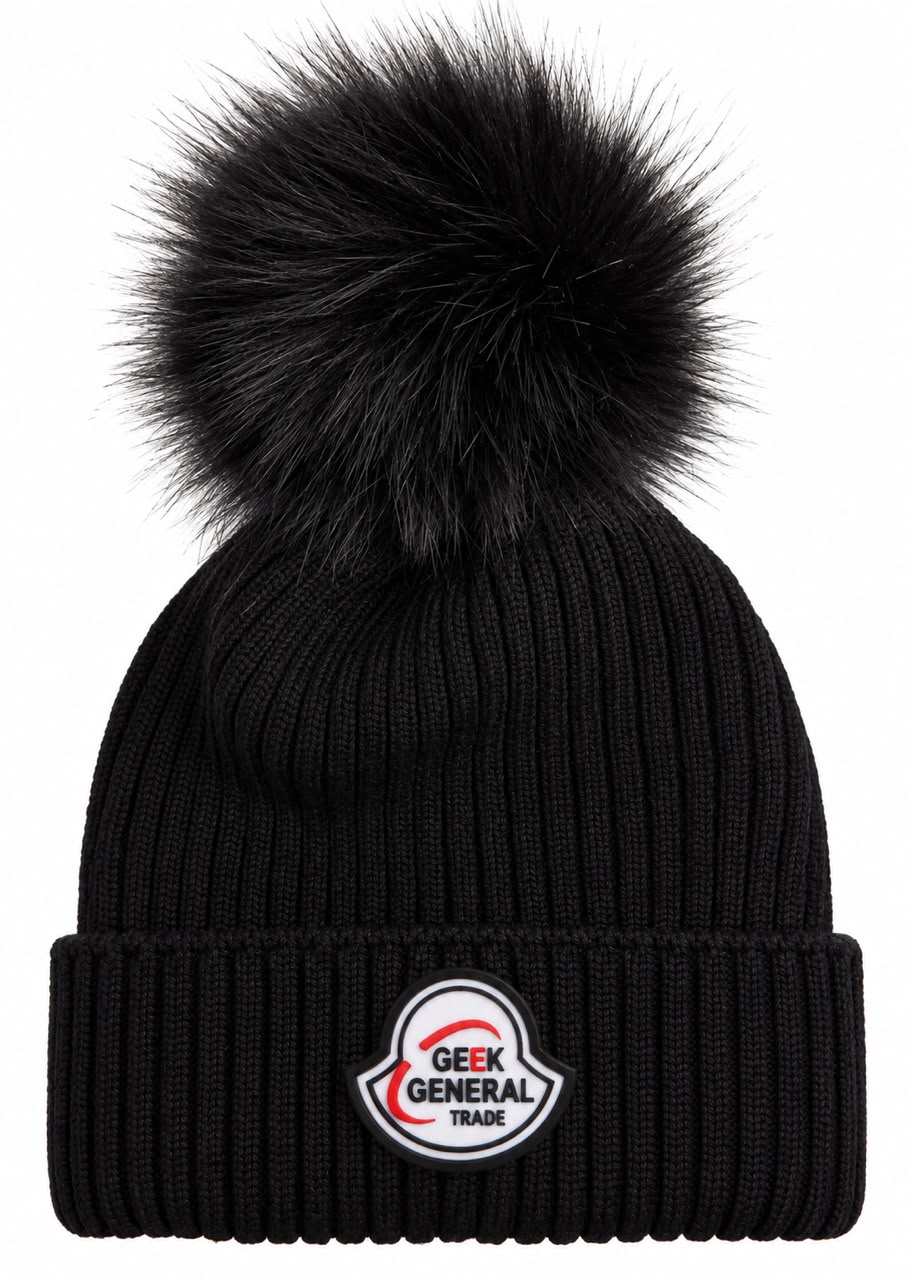 Custom Embroidered Pom Pom Beanie | Premium Ribbed Knit Winter Hat with Faux Fur Pom | Custom Logo Beanie Manufacturer image 2
