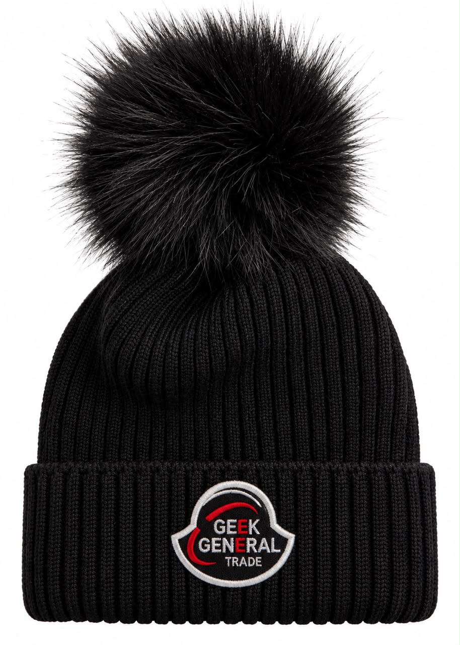 Custom Embroidered Pom Pom Beanie | Premium Ribbed Knit Winter Hat with Faux Fur Pom | Custom Logo Beanie Manufacturer image 3