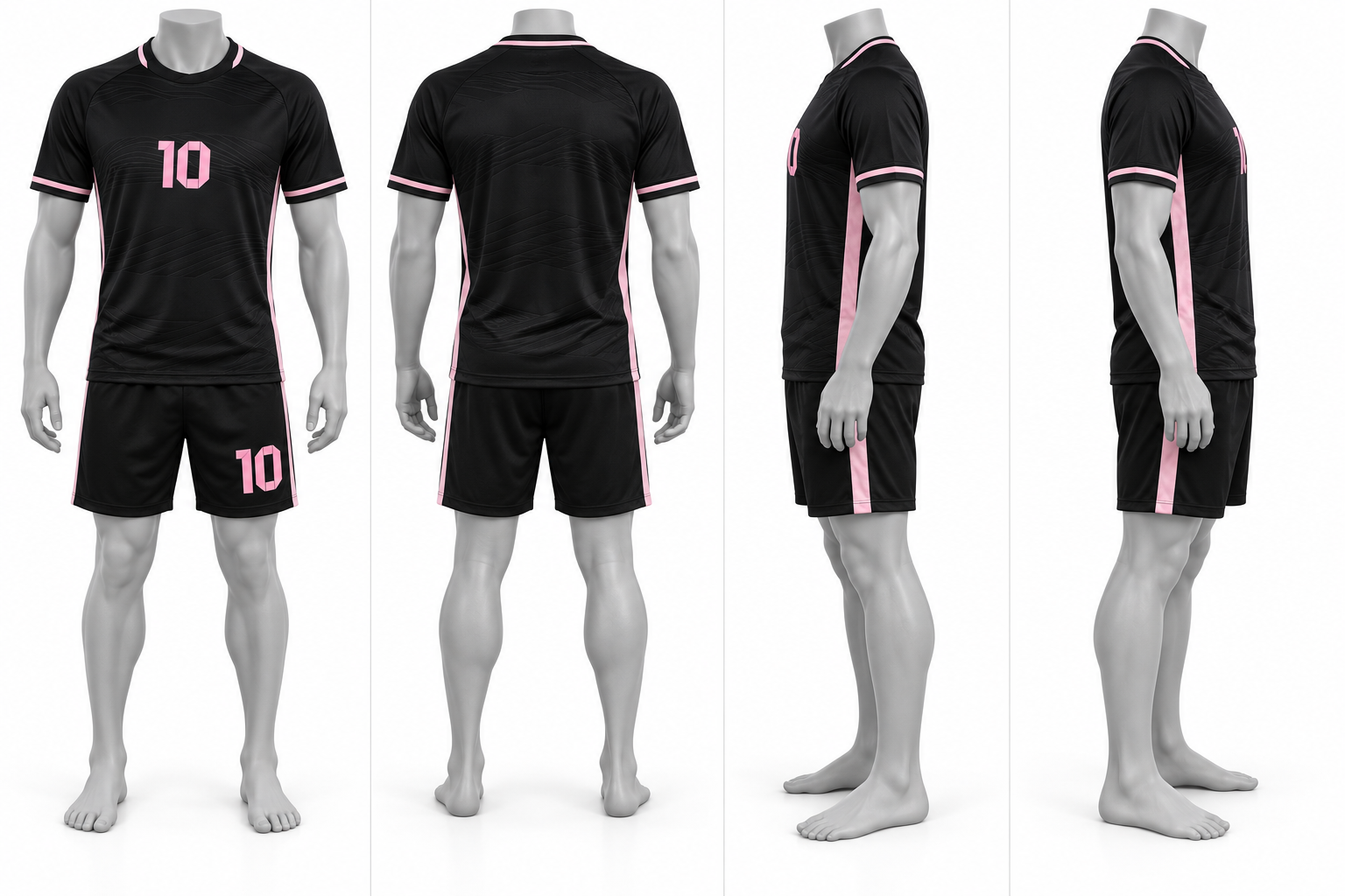 Black & Pink Polyester Soccer Jersey and Shorts Set image 2