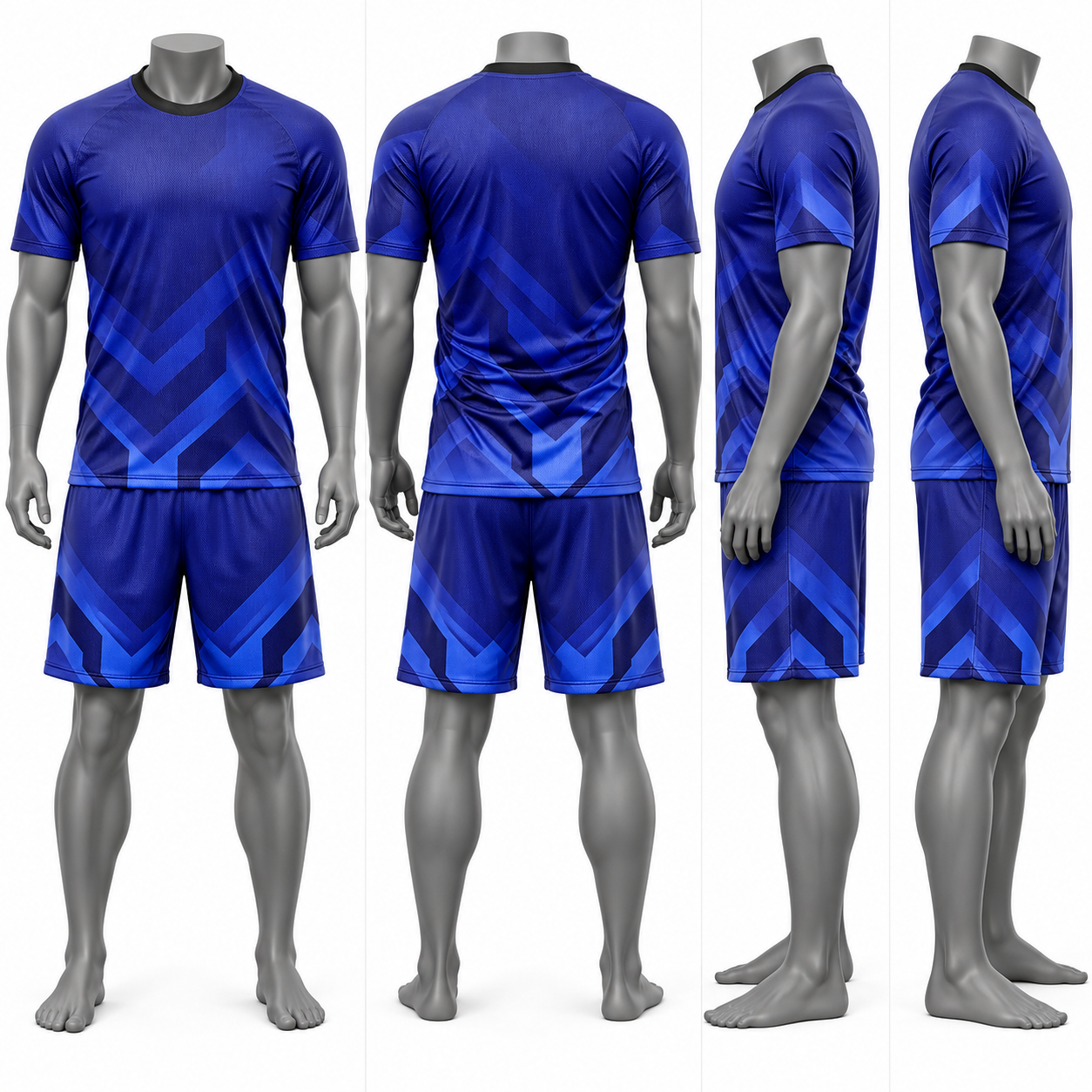 Royal Blue Polyester Soccer Jersey & Shorts Set