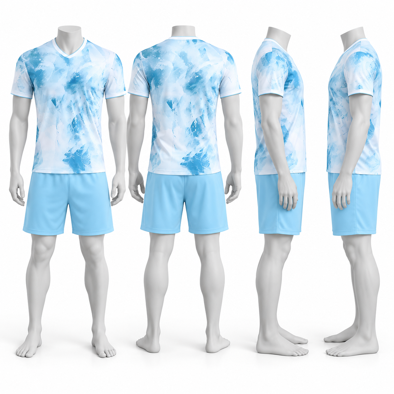 Ice Blue Polyester Soccer Jersey & Shorts Set image 2