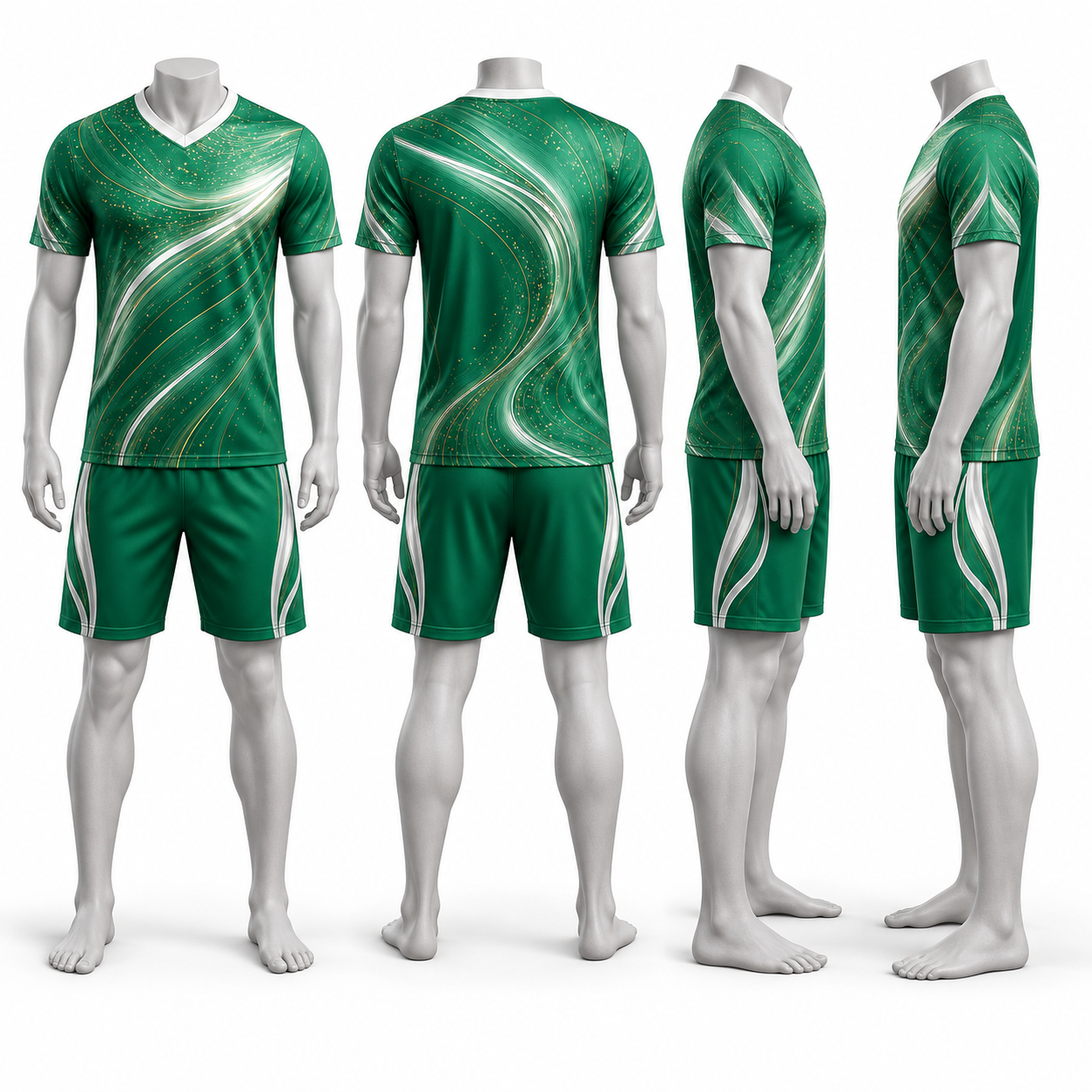 Emerald Green Polyester Soccer Jersey & Shorts Set image 2