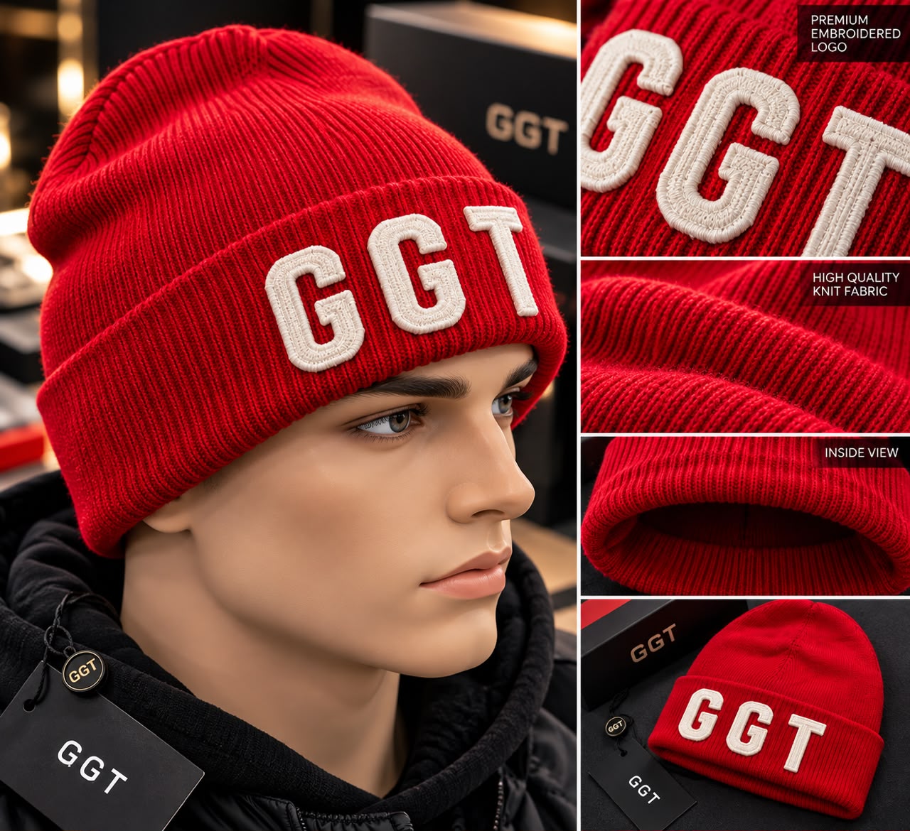 Custom Embroidered Beanie Hat – Premium Ribbed Knit Winter Beanie | Personalized Logo Cuffed Beanie image 3