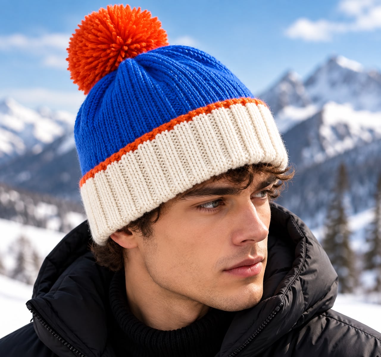 Custom Pom Pom Beanie Premium Two Tone Cuffed Beanie image 2