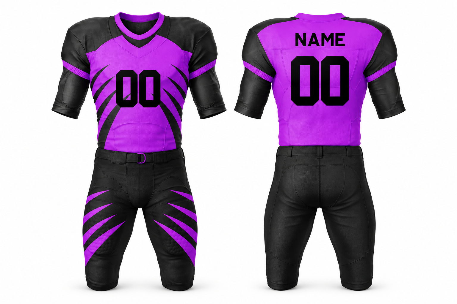 Purple & Black Polyester American Football Jersey and Pants Set