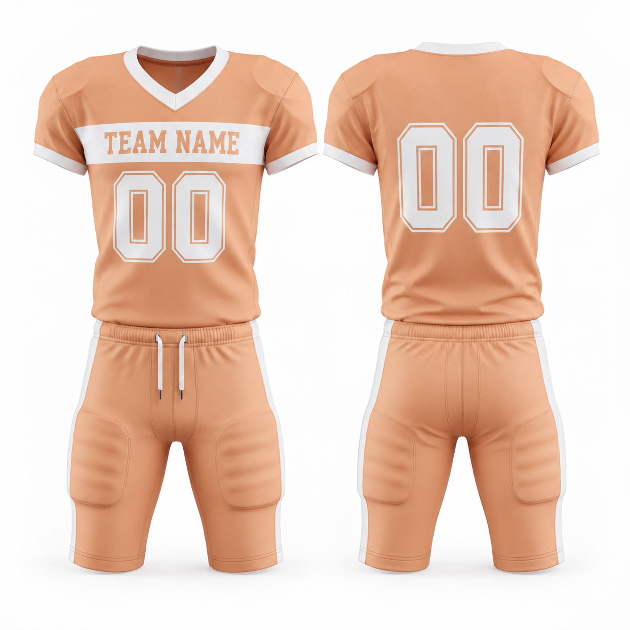 Peach & White Polyester American Football Jersey and Pants Set image 2