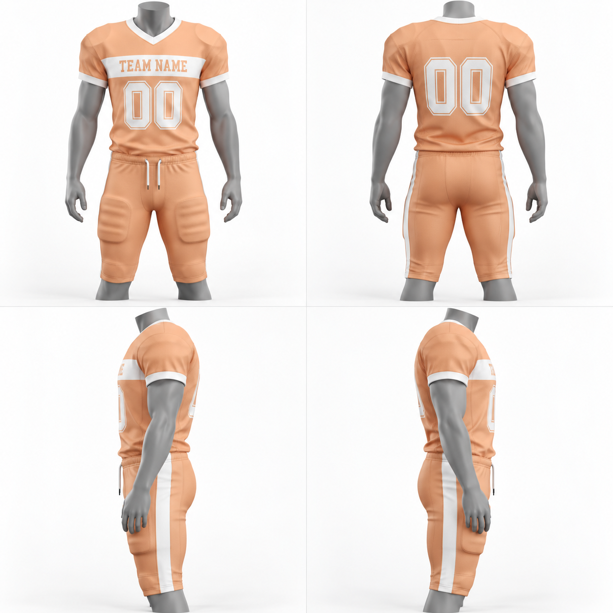 Peach & White Polyester American Football Jersey and Pants Set image 3