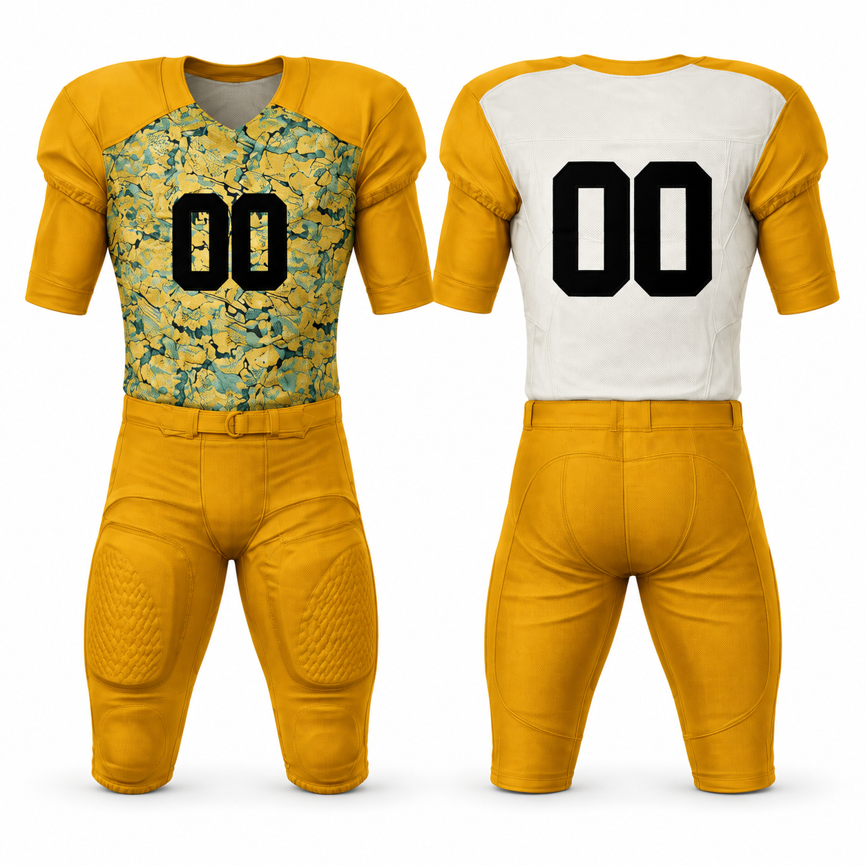 Mustard Marble Polyester American Football Jersey and Pants Set