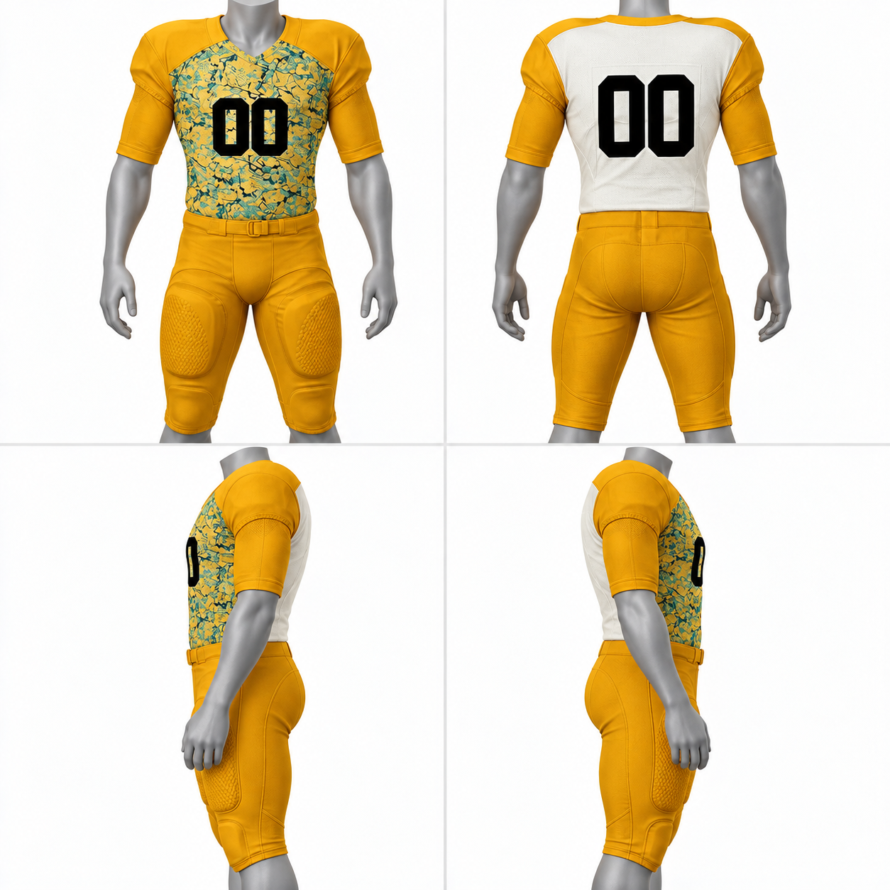 Mustard Marble Polyester American Football Jersey and Pants Set image 2
