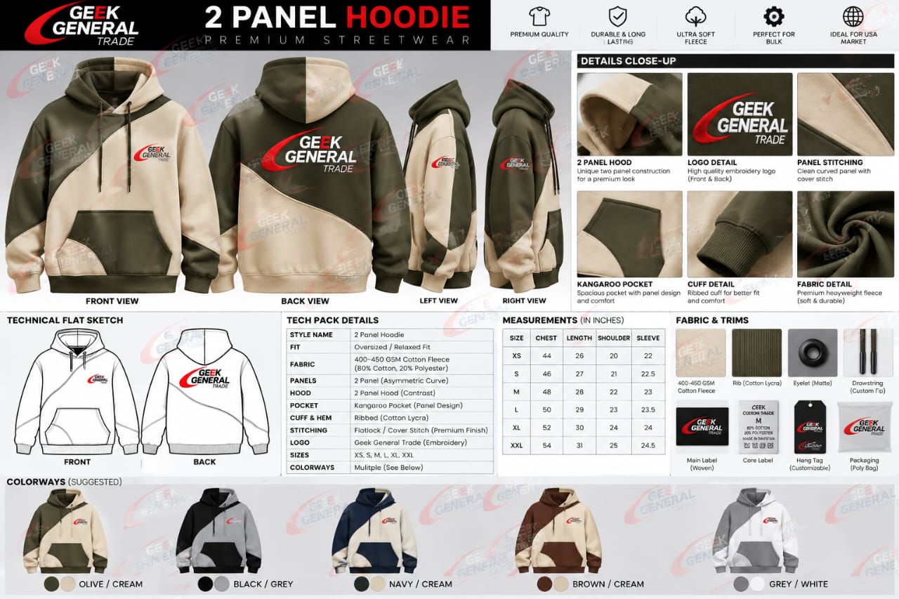 Premium Custom 2 Panel Hoodie – 400–450 GSM image 4