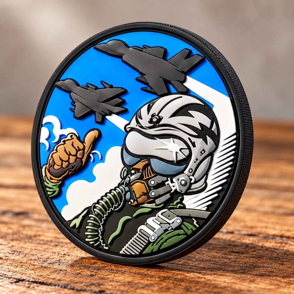 Custom 3D Fighter Pilot PVC Patch – Tactical Velcro Morale Badge