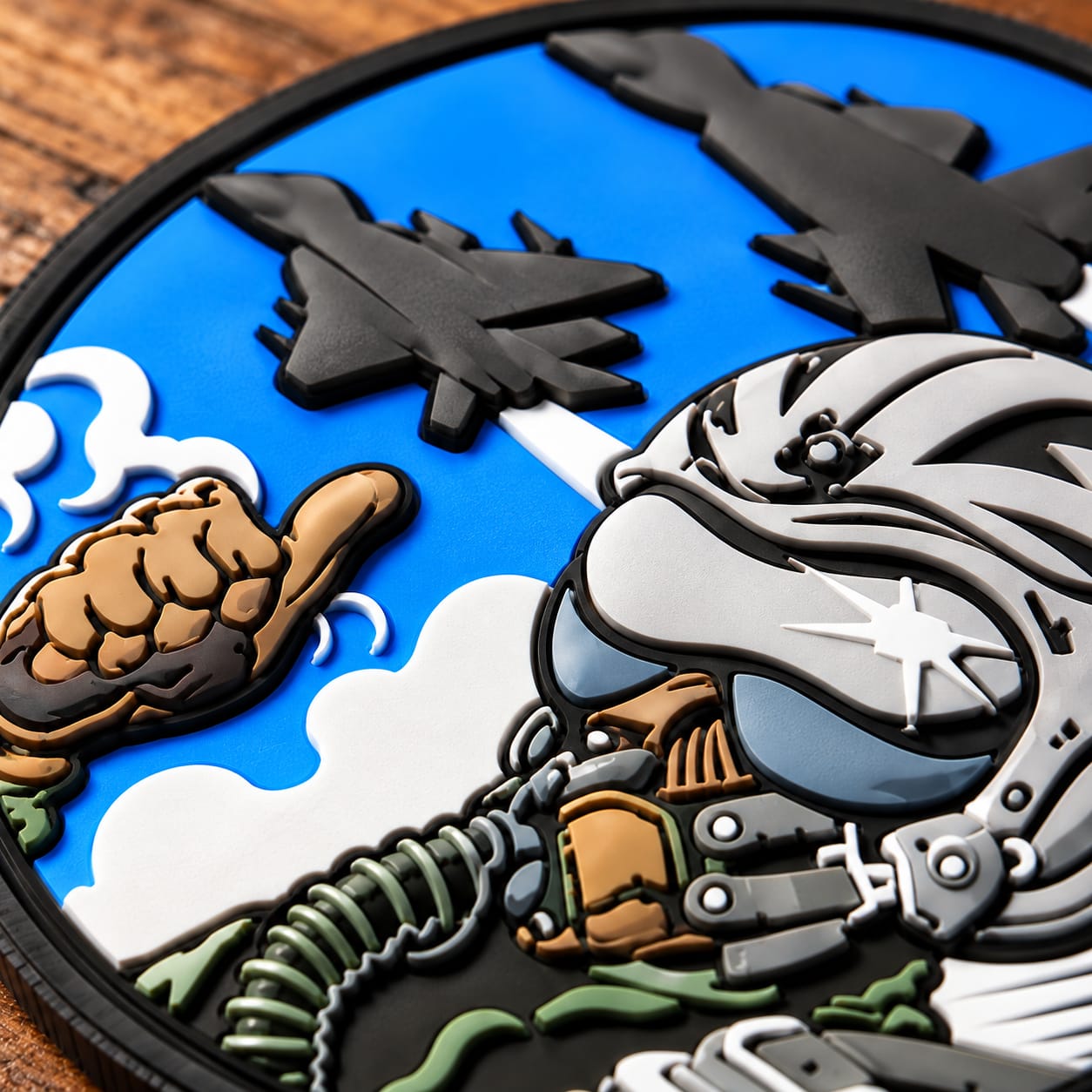 Custom 3D Fighter Pilot PVC Patch – Tactical Velcro Morale Badge image 2