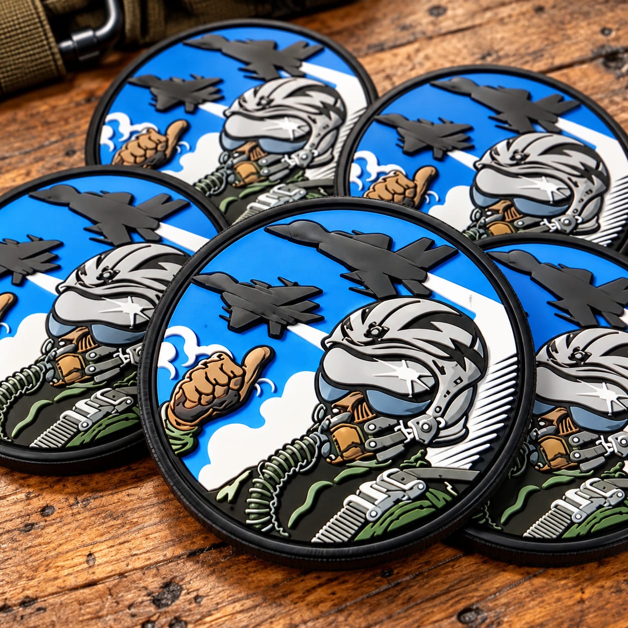 Custom 3D Fighter Pilot PVC Patch – Tactical Velcro Morale Badge image 3