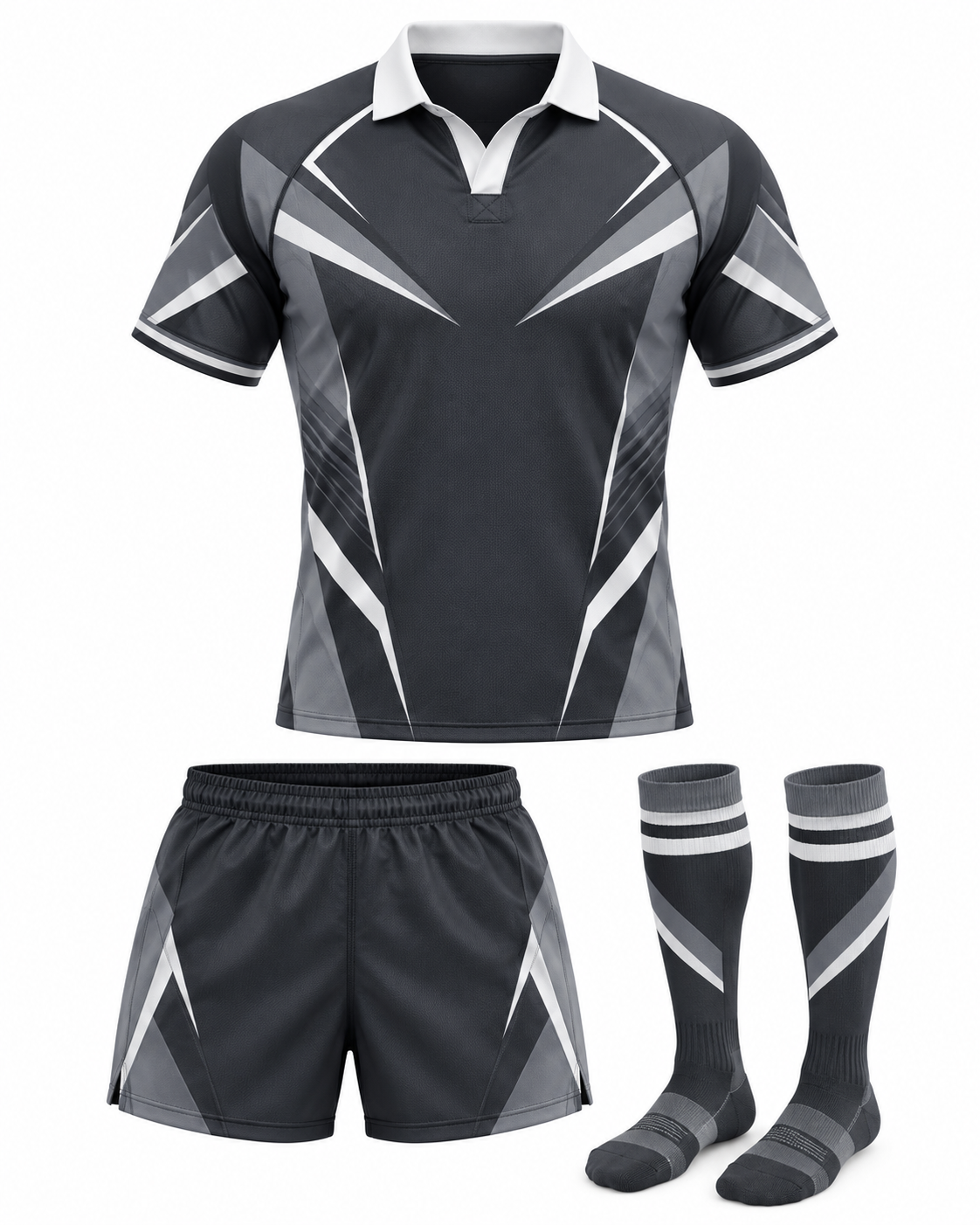 Custom Grey & Black Rugby Uniform Set – Premium Sublimated Team Kit