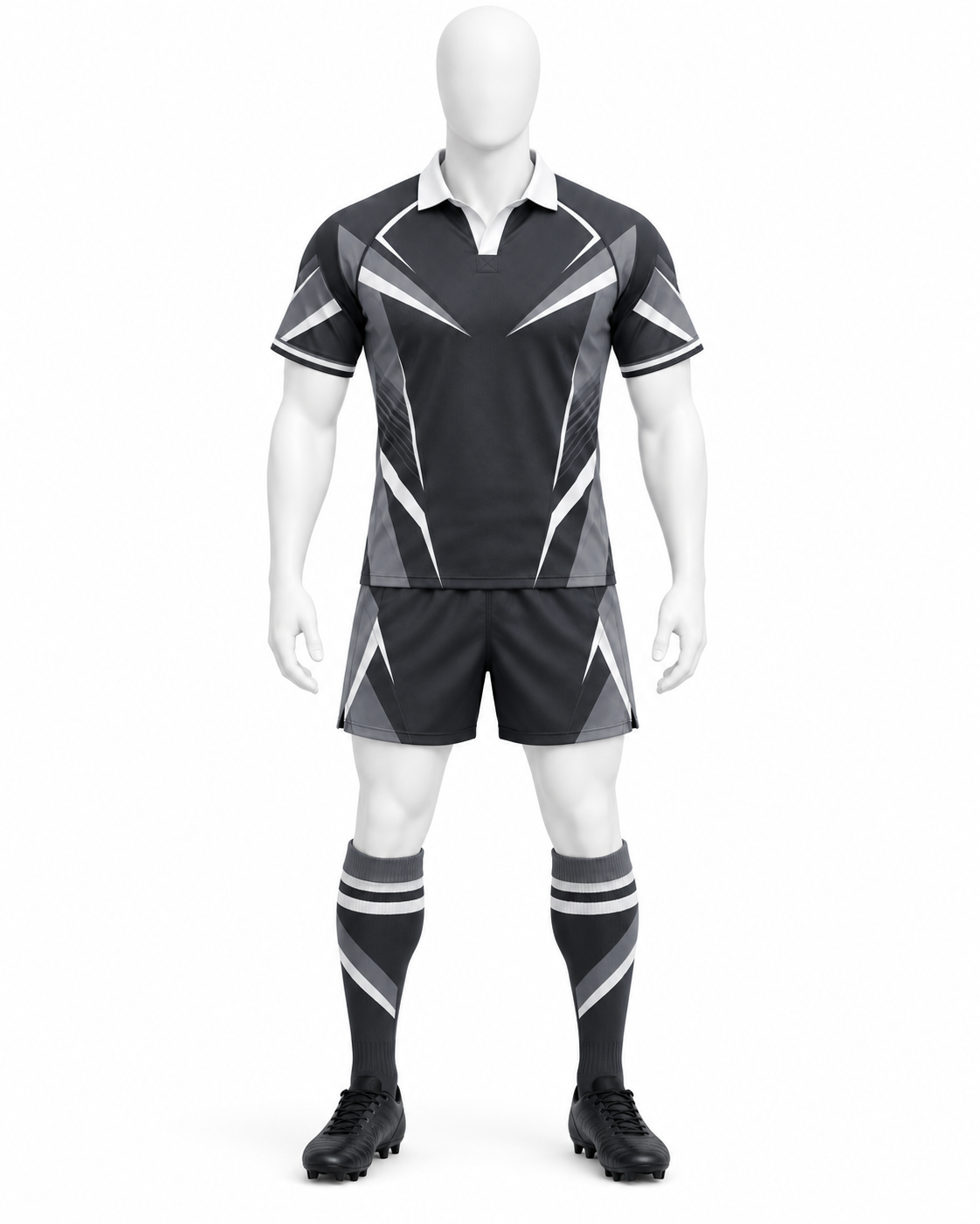 Custom Grey & Black Rugby Uniform Set – Premium Sublimated Team Kit image 2