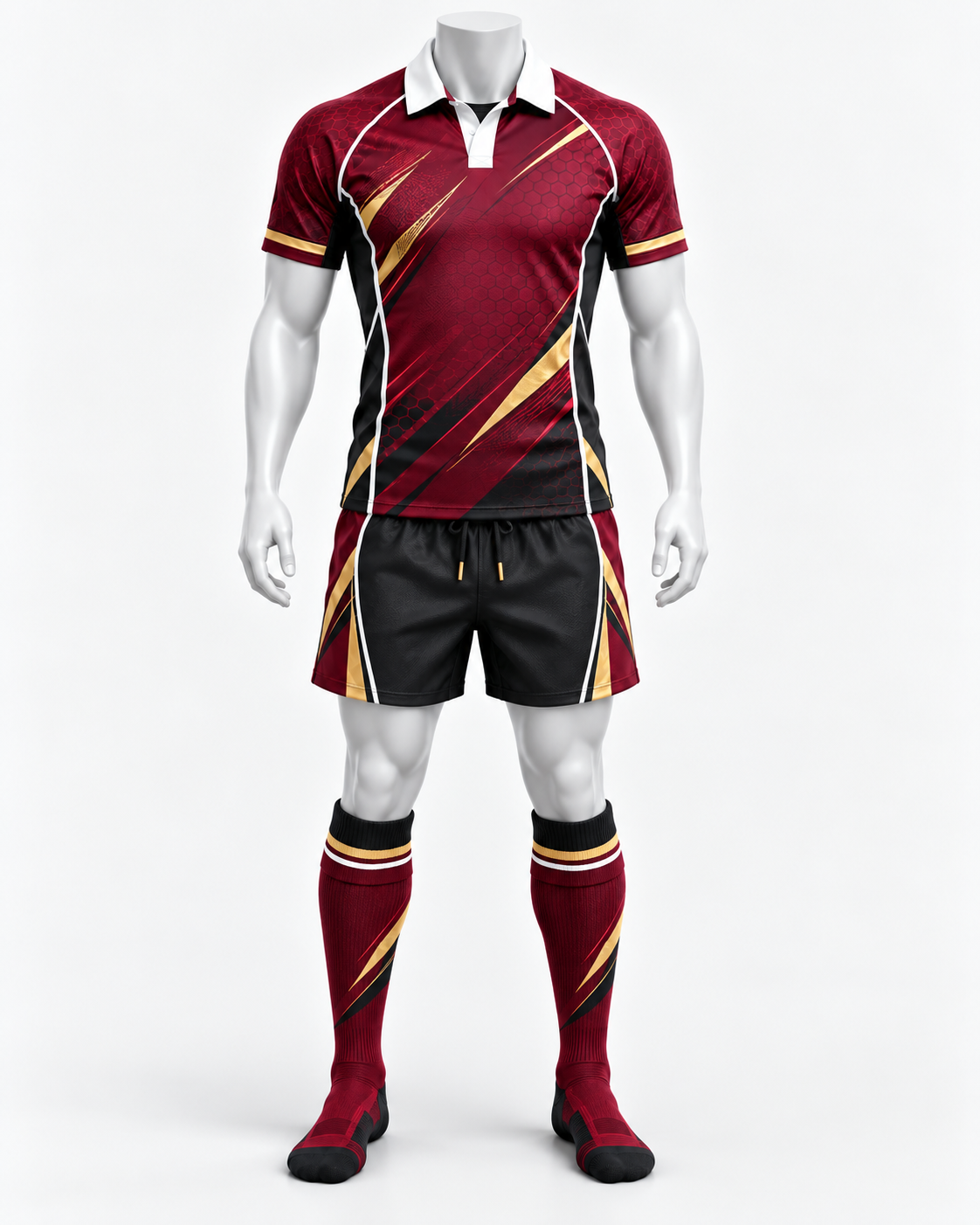 Custom Maroon Black & Gold Rugby Uniform Set – Premium Sublimated Rugby Team Kit