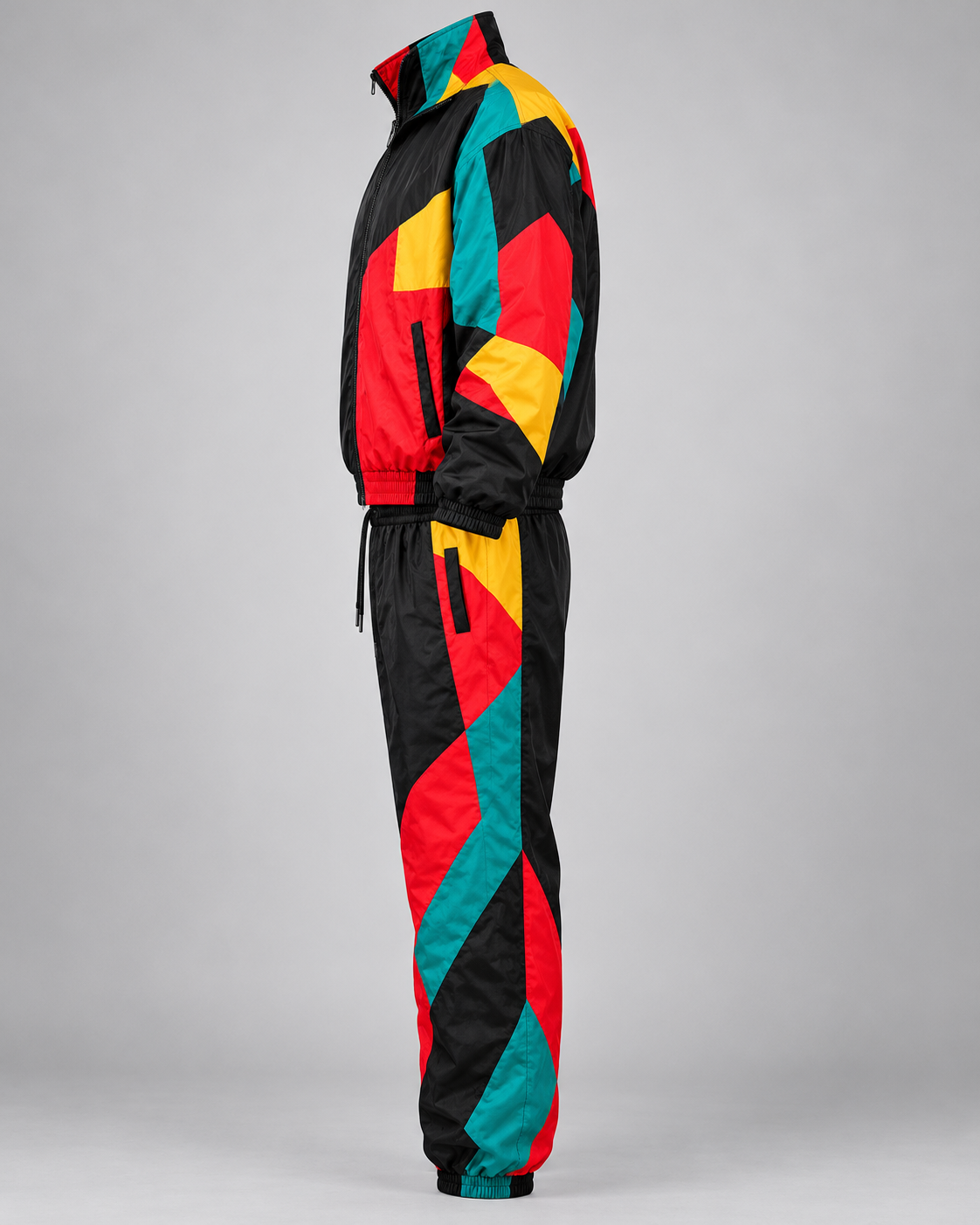 Custom Retro Colorblock Windbreaker Tracksuit – Jacket & Pants Set image 2