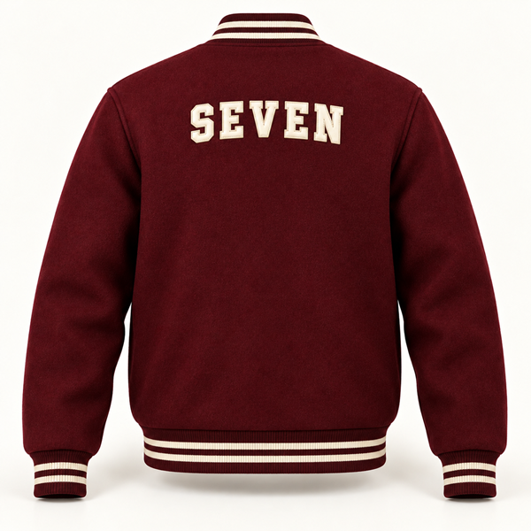 Custom Burgundy Varsity Jacket | Geek General Trade image 2