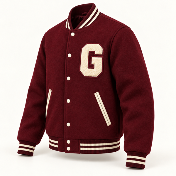 Custom Burgundy Varsity Jacket | Geek General Trade image 3